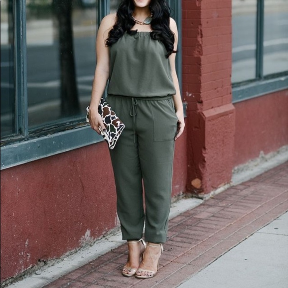 Joie Strapless olive jumpsuit M
